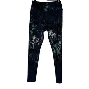 Tek Gear Ladies Size M Multi Color High Rise Waist Ankle Pull On Floral Leggings